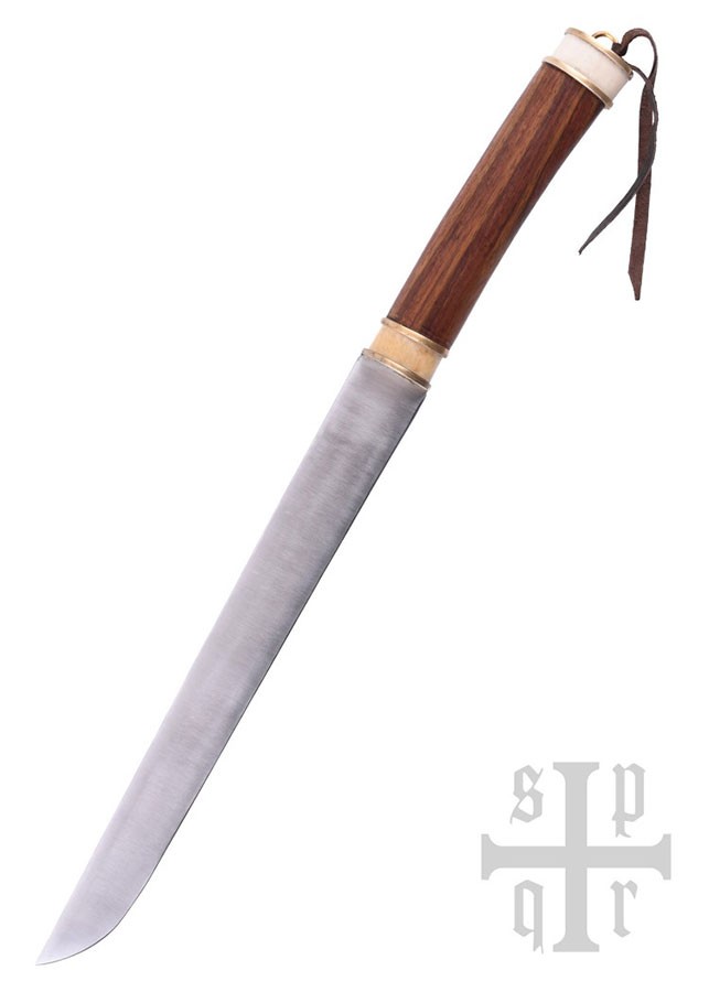 Cuchillo vikingo Seax, puño nuez y hueso