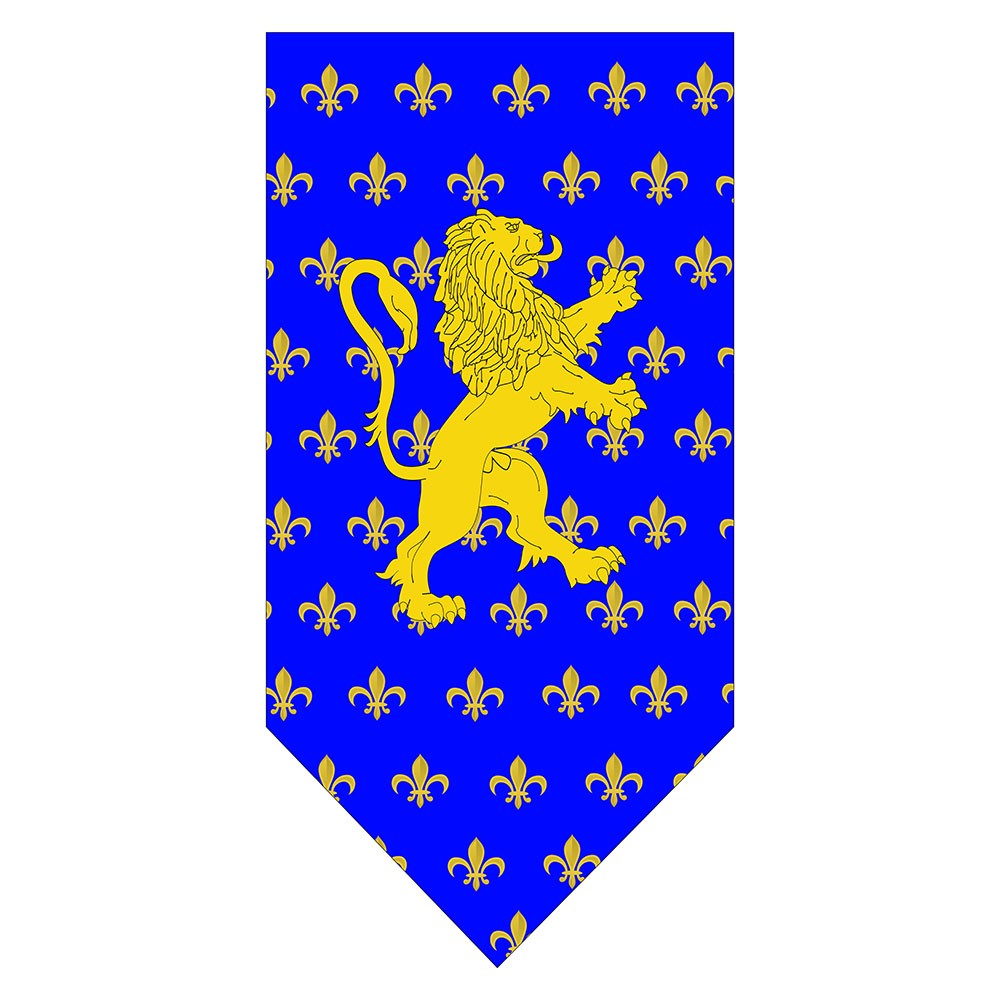 Estandarte Medieval León Rampante fondo Flor de Lys
