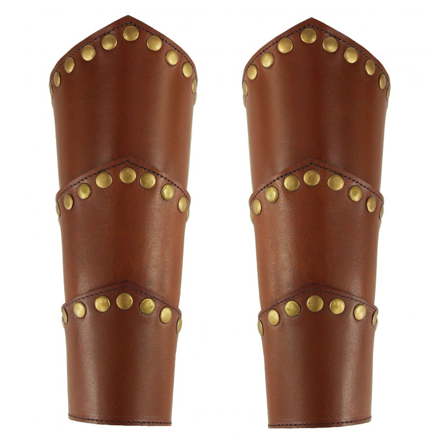 Brazaletes Medievales Arnold en cuero marrón