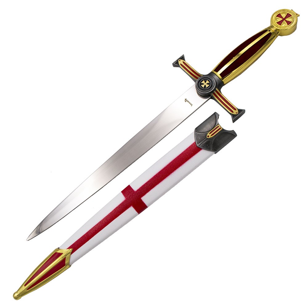 Daga medieval Cruz Templaria Roja, acabado rojo