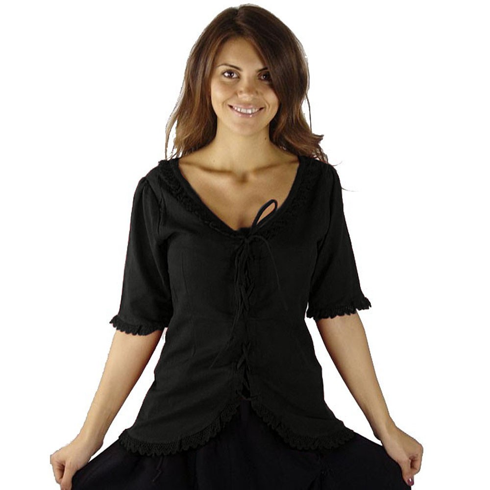 Blusa medieval Thea, algodón fino manga corta