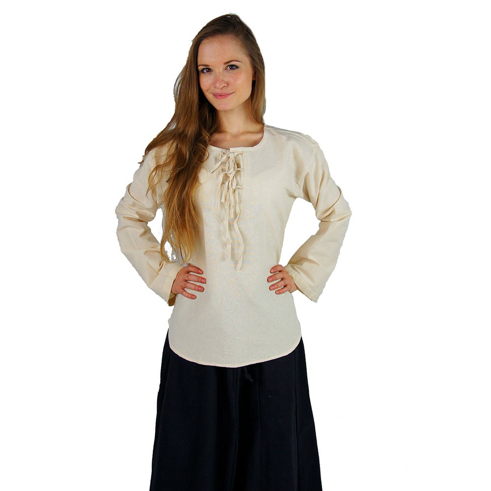 Blusa medieval modelo Tilda, color blanco natural