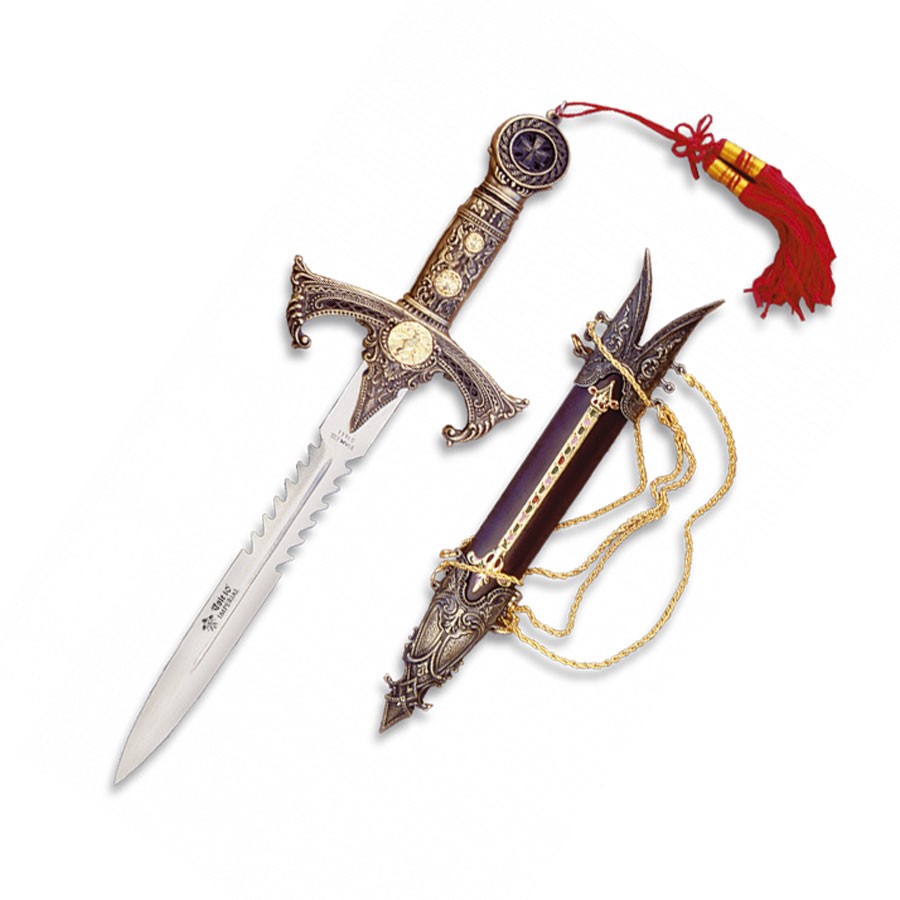 Daga decorativa templaria, dorada