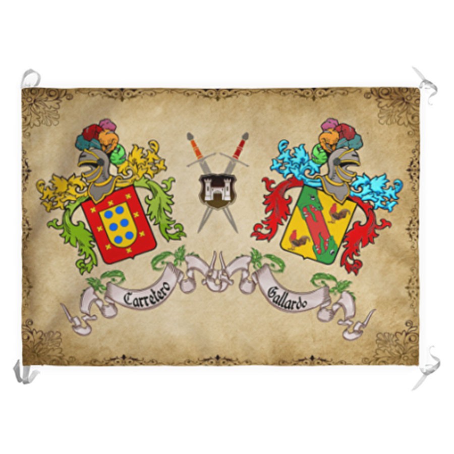 Estandarte Medieval 2 Apellidos Personalizados (70x100 cms.)