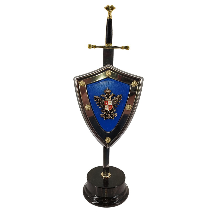 Set Carlos V, abrecartas con escudo y stand