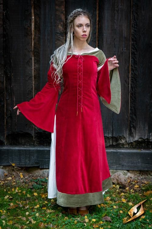 Vestido medieval Reina Isobel, color rojo
