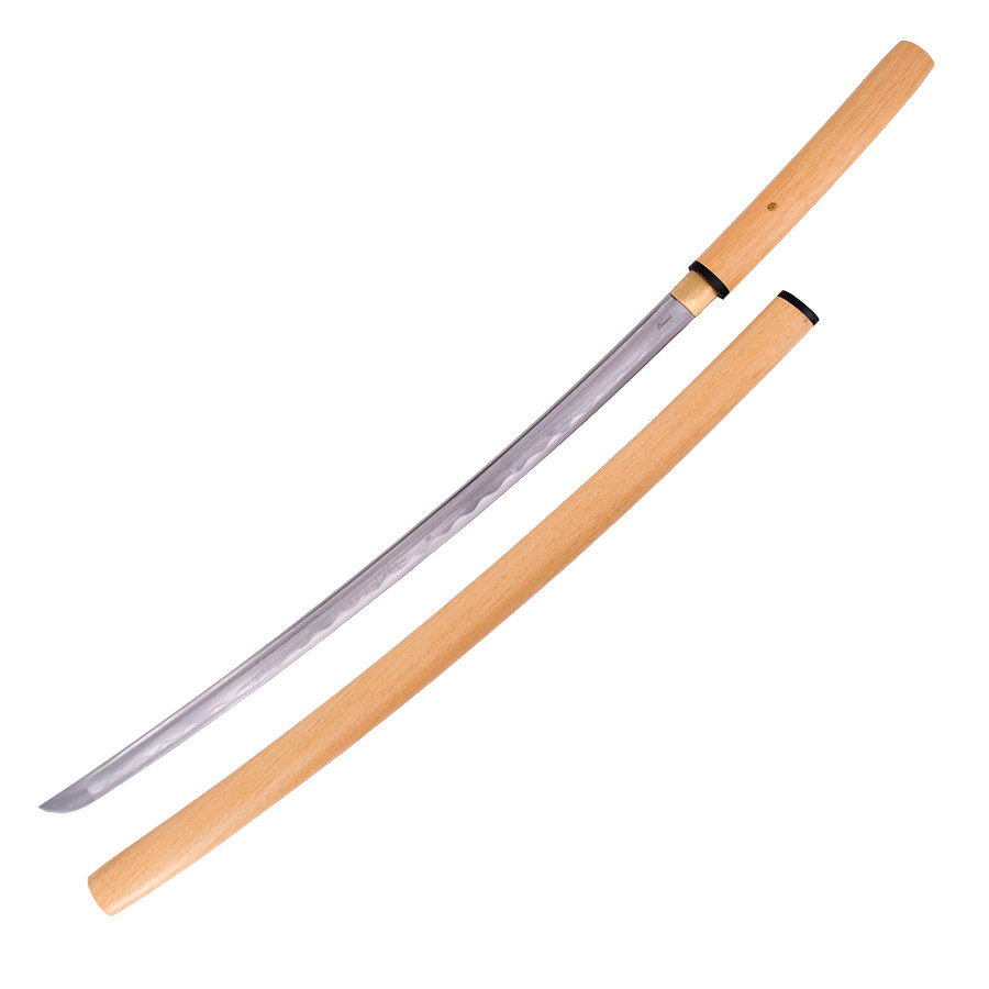 Shirasaya funcional acero al carbono AISI 1045, empuñadura madera clara