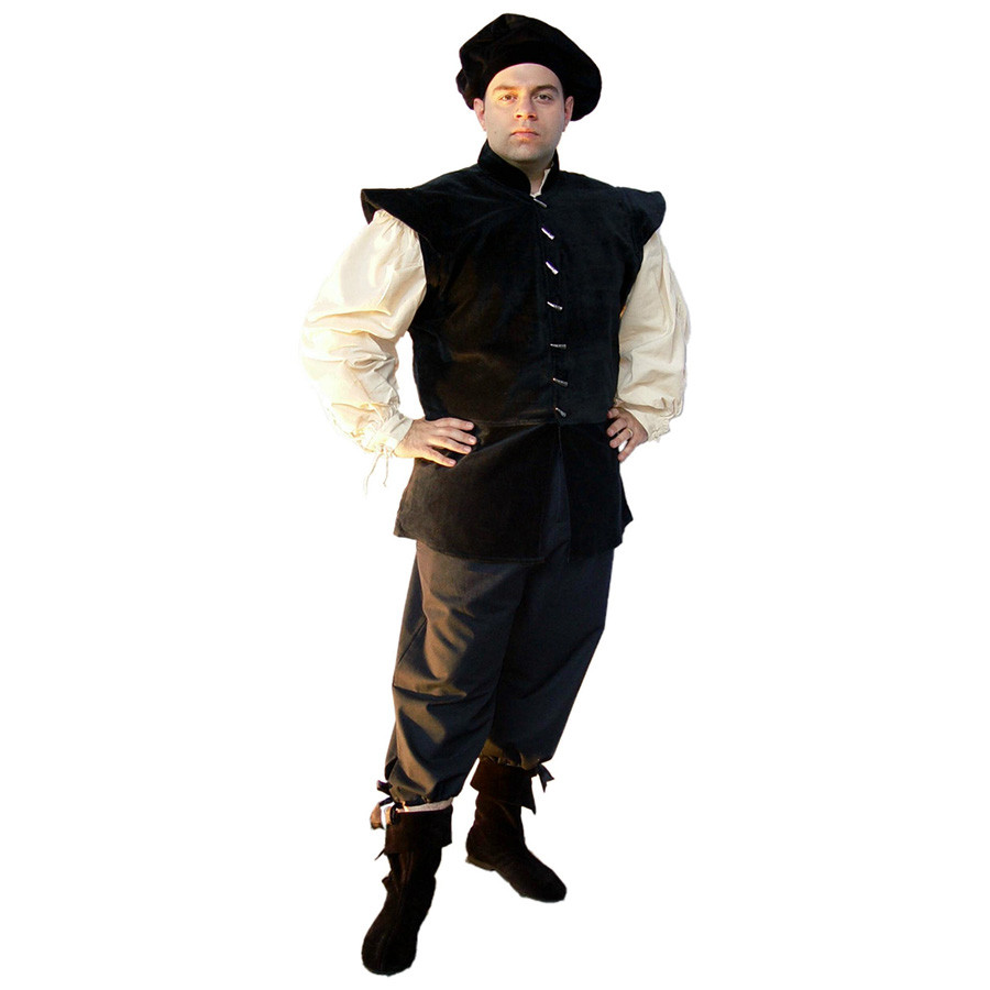 Chaleco renacentista forrado modelo Heinrich, color negro