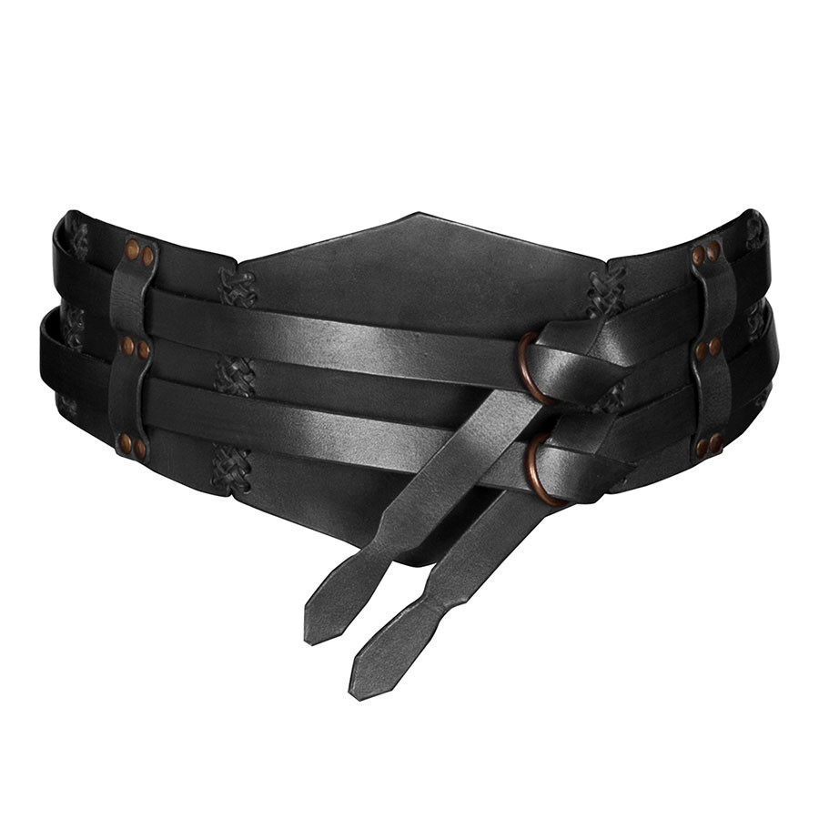 Cinturón doble de cuero Medieval Unisex negro