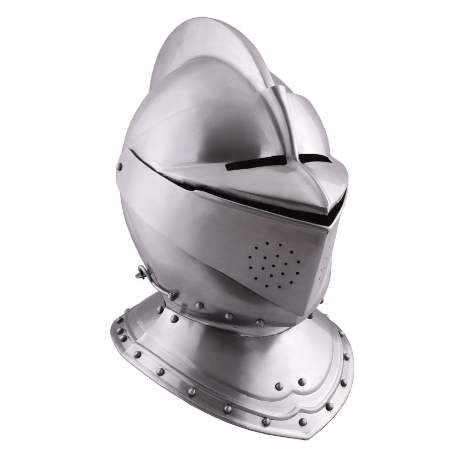 Yelmo medieval inglés cerrado del  siglo XVI, acero 1,6 mm.