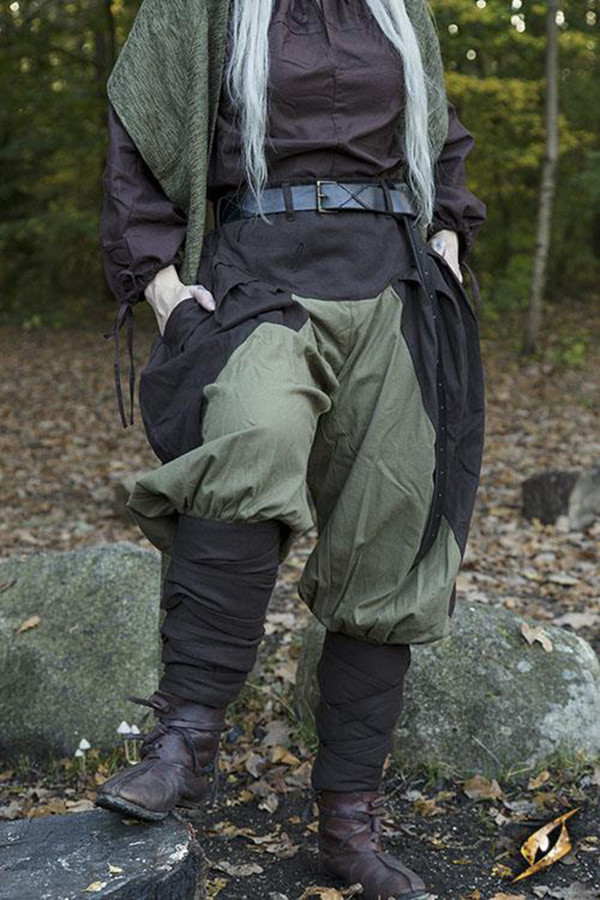 Pantalones medievales anchos Ignis, marrón-verde