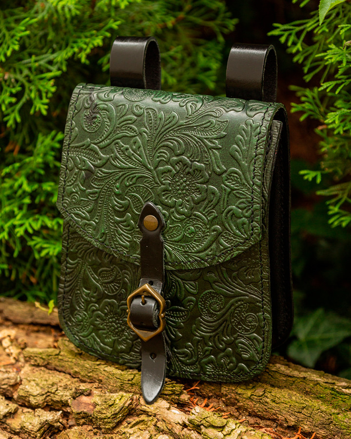 Bolso medieval Beatriz en cuero verde
