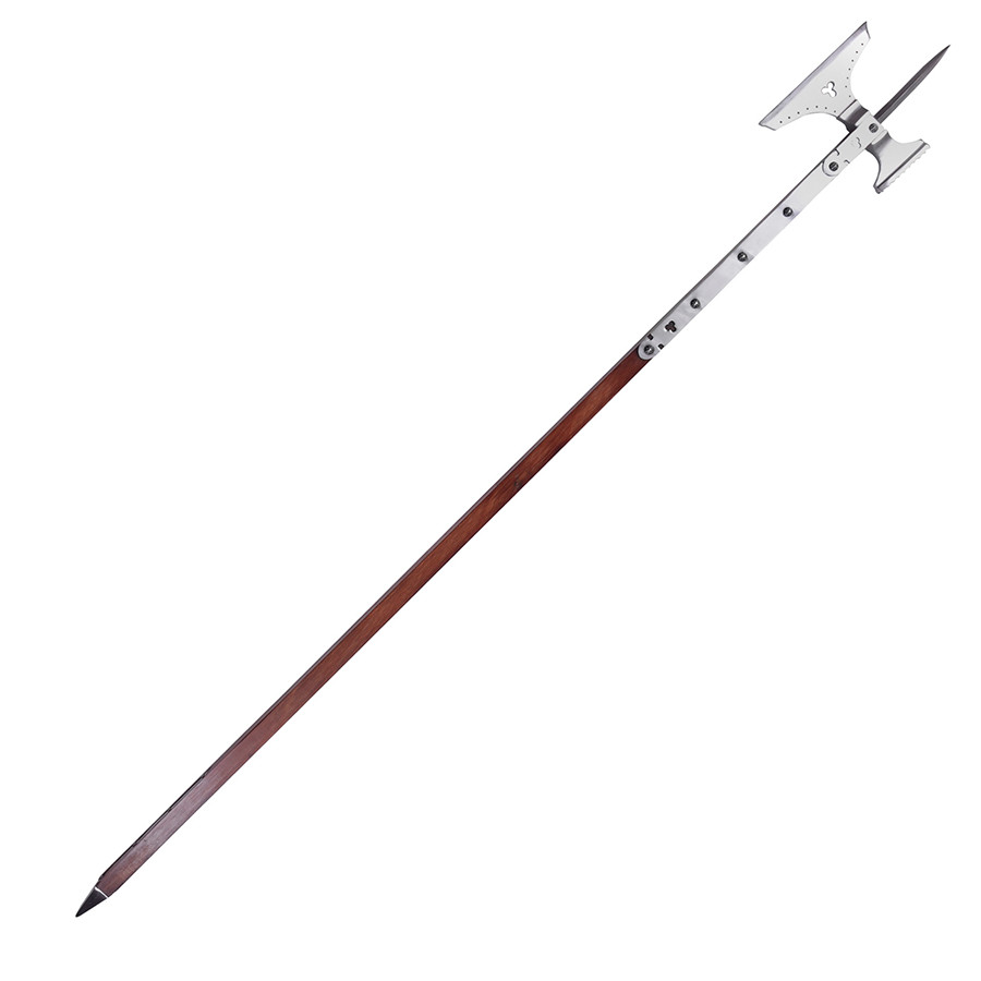 Hacha de asta poleaxe con martillo, siglo XV