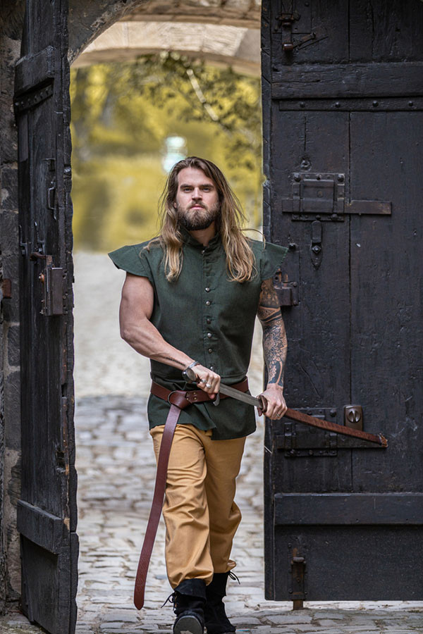 Chaleco renacentista clásico modelo Charles, color verde