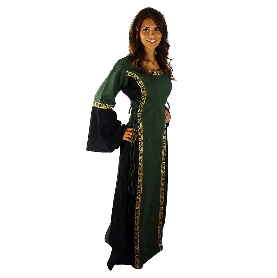 Vestido medieval mujer modelo Sophie, Verde-Negro