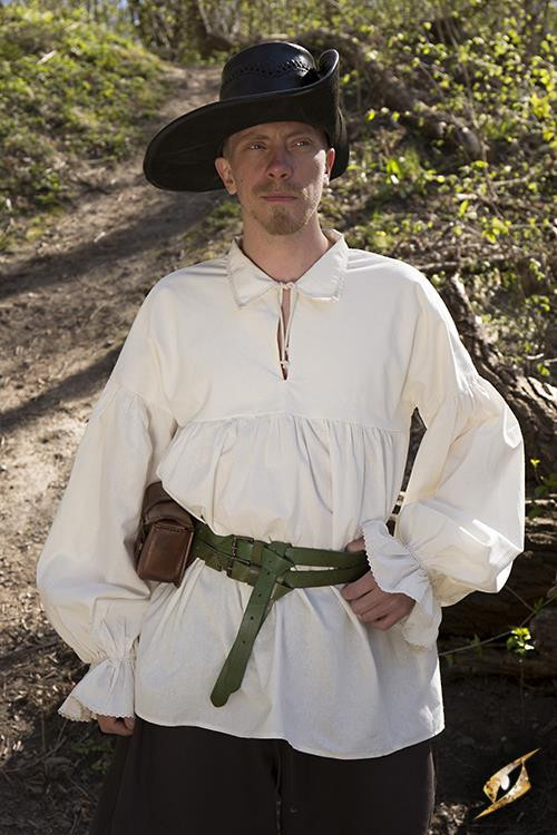 Camisa renacentista en algodón Aramis, blanco crudo