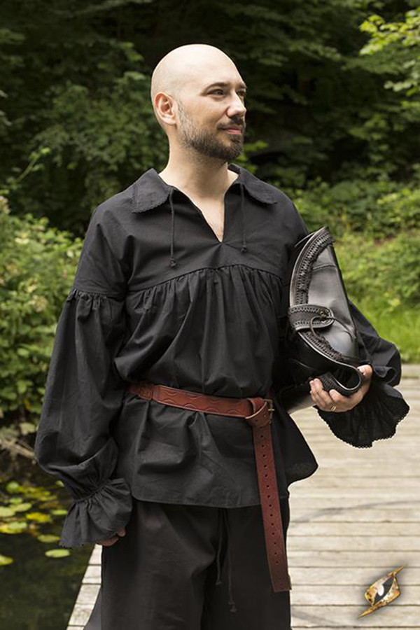 Camisa renacentista en algodón Aramis, color negro