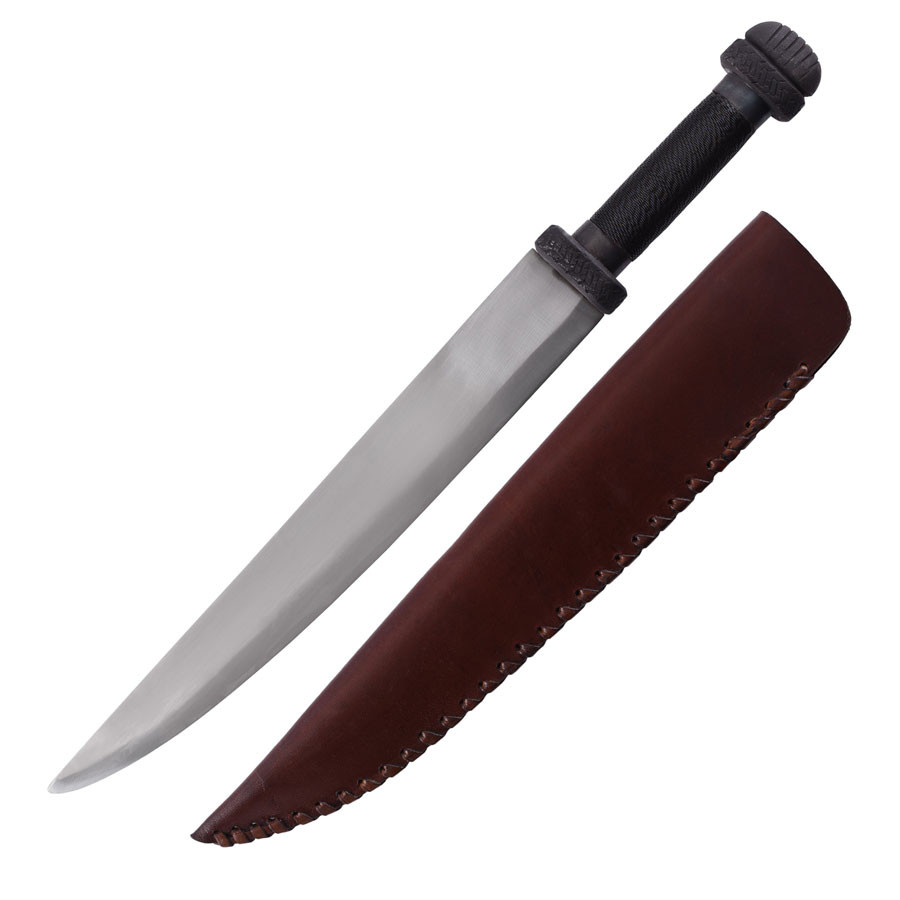 Seax o scramasax vikingo con empuñadura de alambre