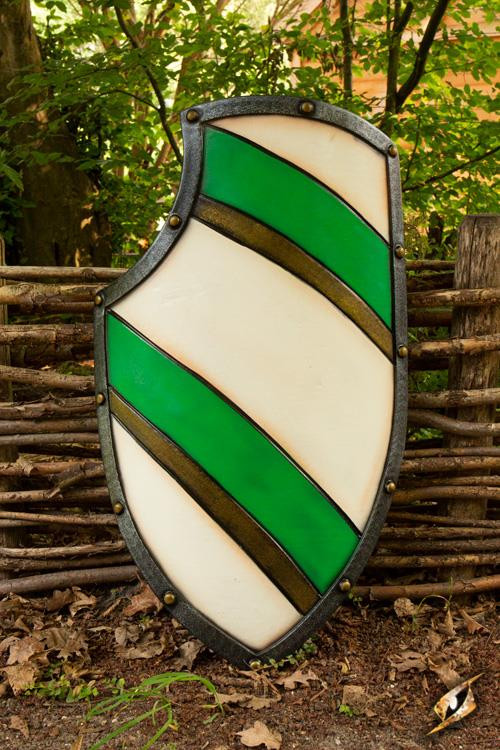 Escudo Caballero Medieval Verde/Blanco en látex, 80x52 cm.