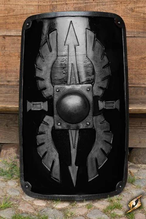 Escudo Scutum Romano Negro en látex, 100x65 cm.