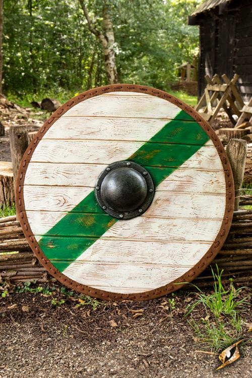Escudo Vikingo-Celta Thegn Verde/Blanco LARP,  ø 80 cm.