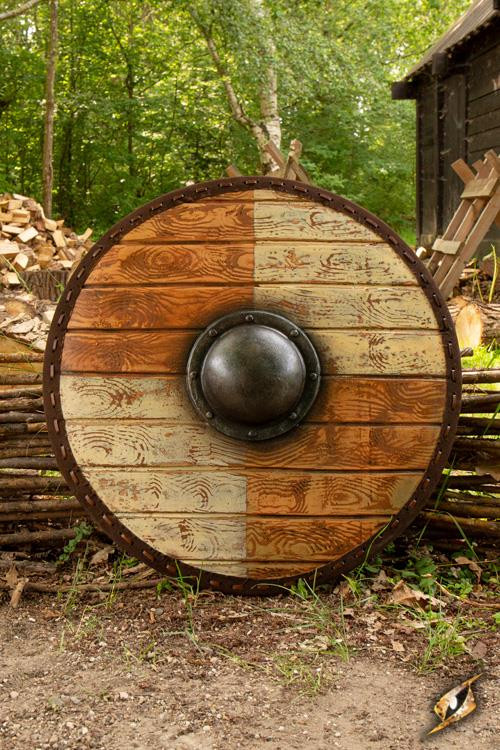 Escudo vikingo Thegn Blanco/Madera para LARP, ø 70 cm.