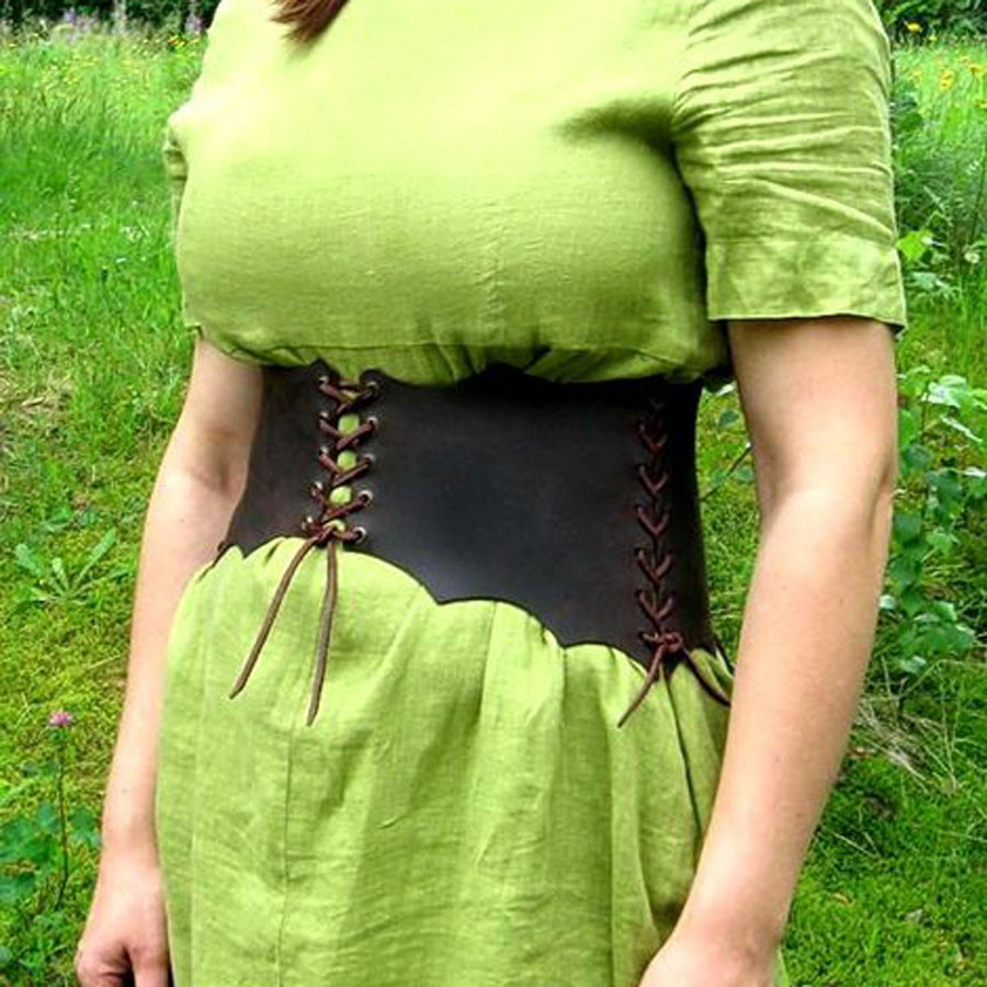 Cinturón ancho tipo corpiño medieval con cordones para mujer