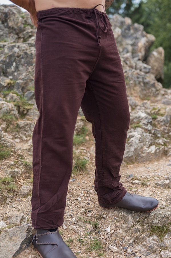 Pantalones vikingos de lino modelo Asmund, marrón oscuro