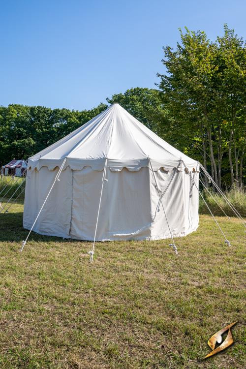 Carpa medieval Pavilion color blanco natural, Ø 5 mts.