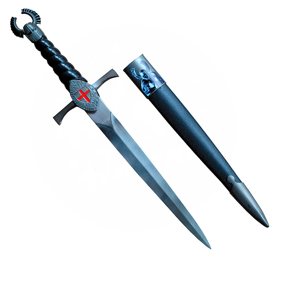 Daga templaria puño de rosca con funda de cuero