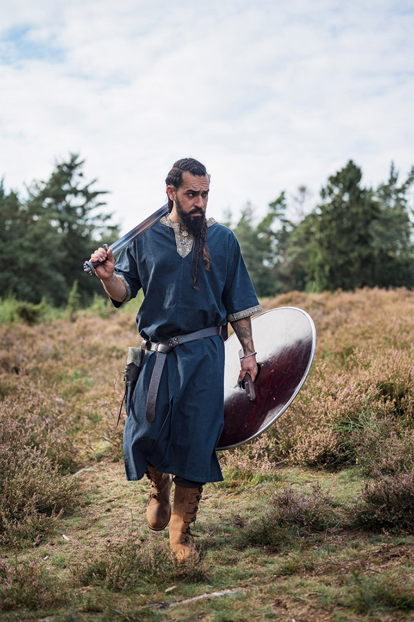 Túnica vikinga manga corta Richard, azul