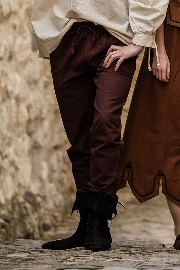 Pantalones medievales Unisex color MARRÓN OSCURO con banda elástica en cintura