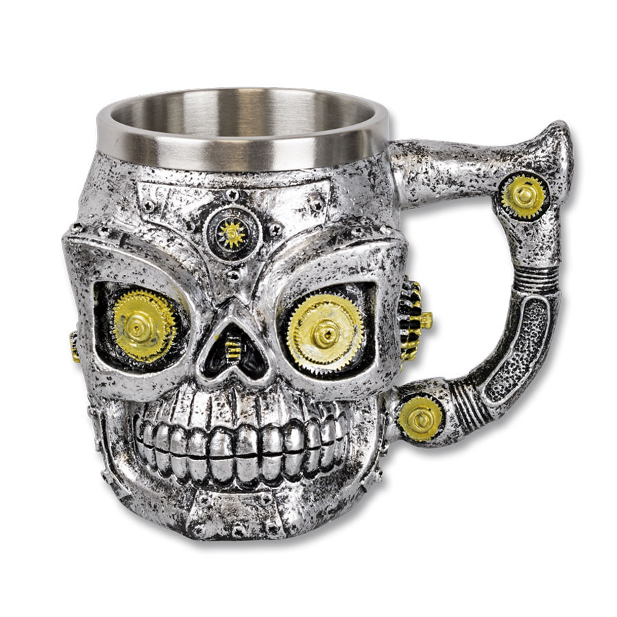 Taza decorativa calavera mecanizada SteamPunk