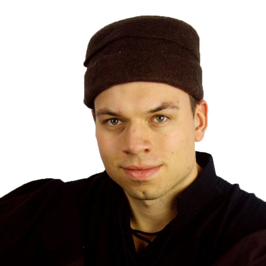 Sombrero medieval Egon, en fieltro de lana color marrón