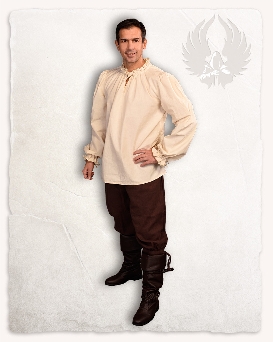 Camisa medieval Bastian manga larga en crema