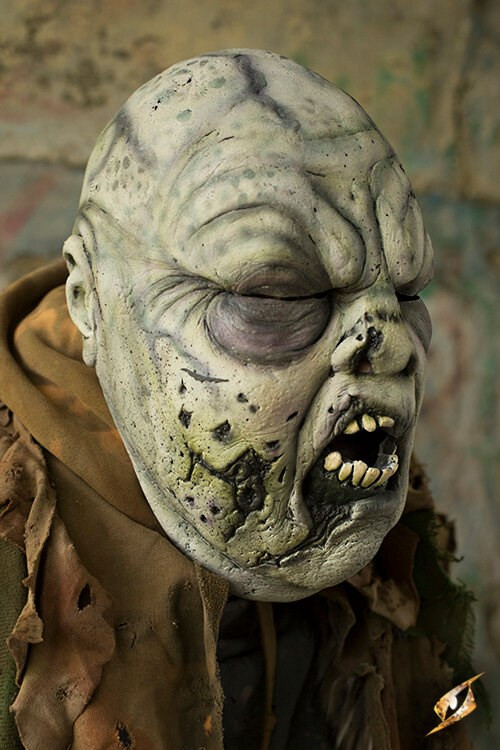 Máscara Cabeza gran Zombie podrido, en verde  (59-61 cms.)