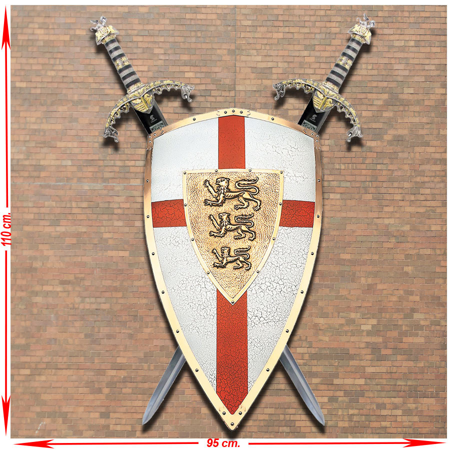 Panoplia de Ricardo Corazón de León con su Escudo y Espadas