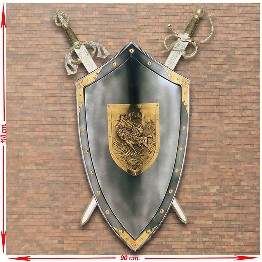 Panoplia exclusiva del Cid Campeador con su Escudo y Espadas.  tizona y colada