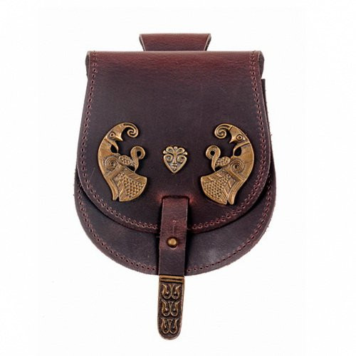 Bolsa riñonera vikinga Haakon el Bueno en piel (16x13 cm.)