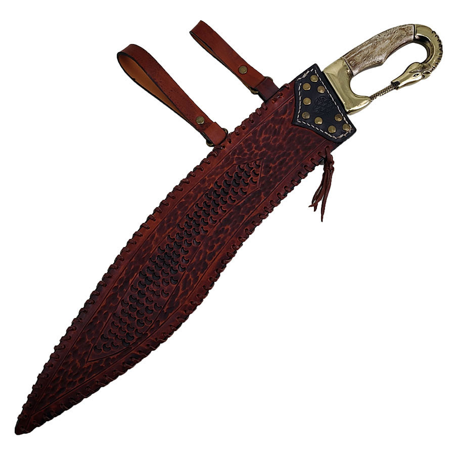 Falcata íbera artesanal decorativa con vaina, hoja 60 cm.
