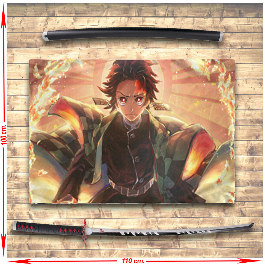 Pack estandarte + katana de Tanjiro Kamado de Demon Slayer