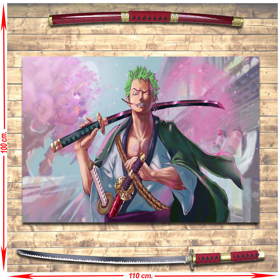 Panoplia compuesta por la Katana Zoro de One Piece + Estandarte