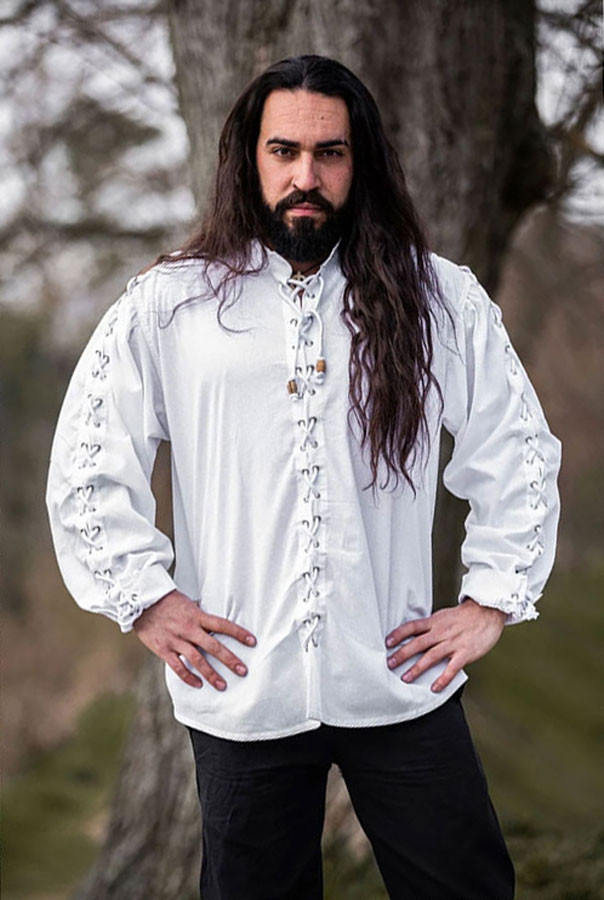 Camisa medieval con lazos modelo Gustavo, color blanco