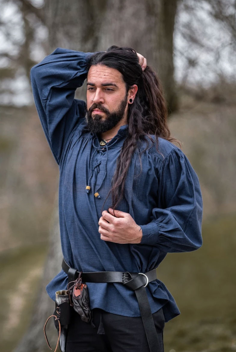 Camisa medieval modelo Leopold, color azul