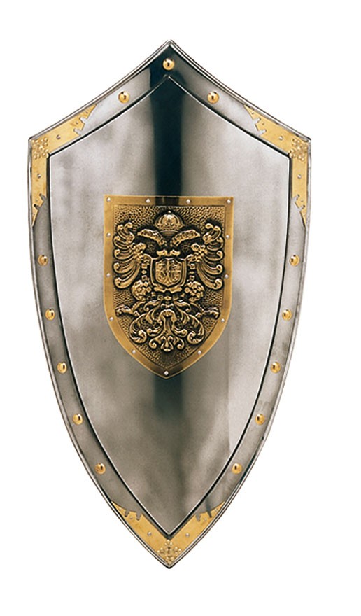 Escudo con grabado dorado de águilas