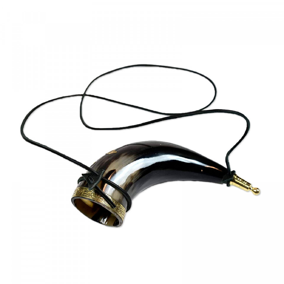 Cuerno vikingo Thor con correa de cuero