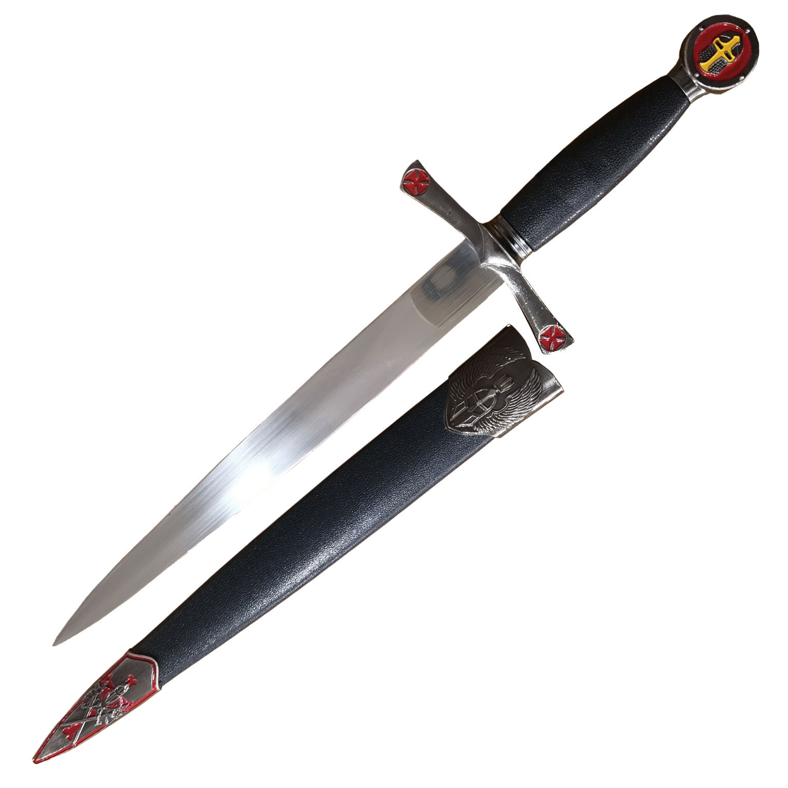 Daga decorativa cruz templaria y casco alado