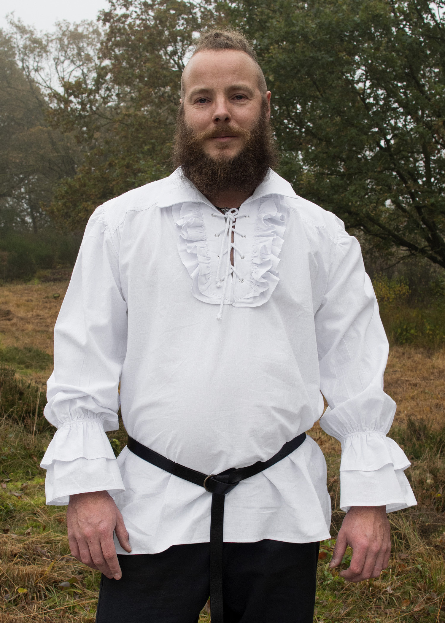 Camisa medieval y pirata Henry blanca