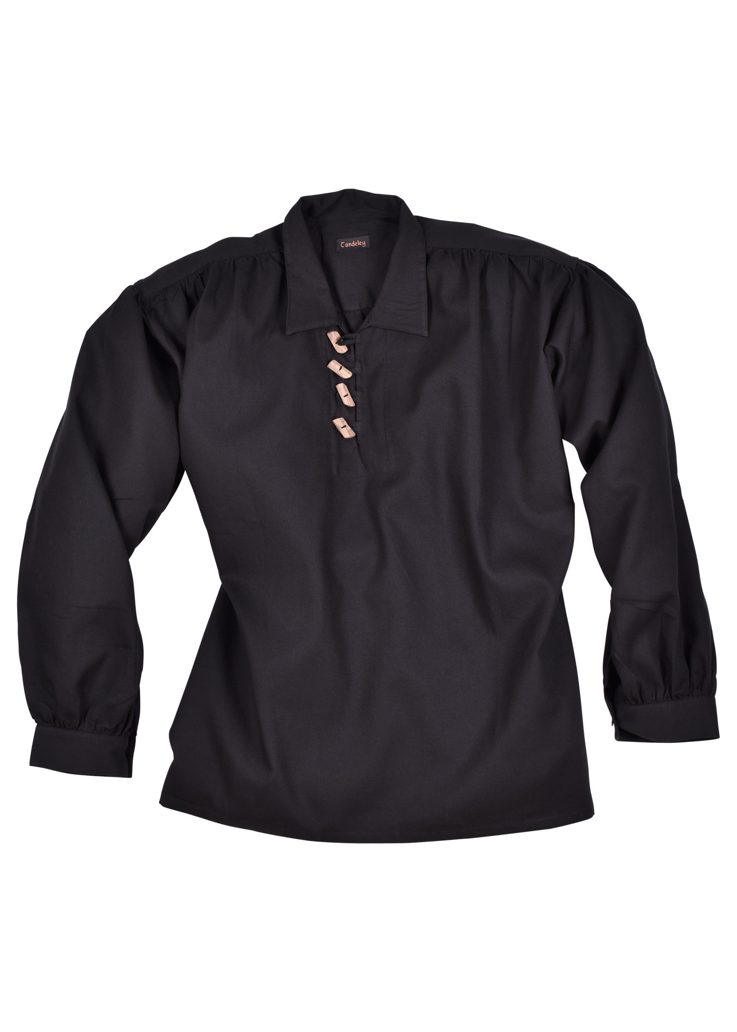 Camisa medieval con botones de madera, negra