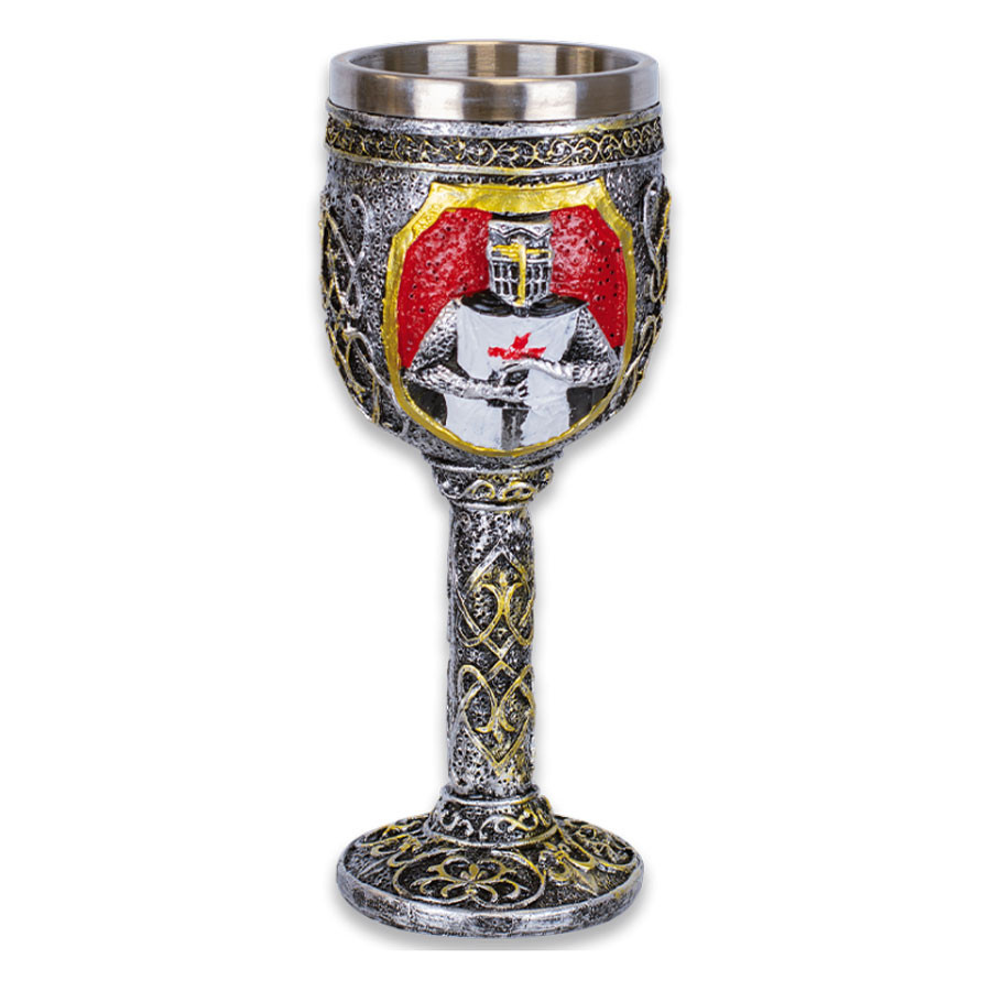 Copa de resina Caballero Templario para coleccionistas, 19 cm.